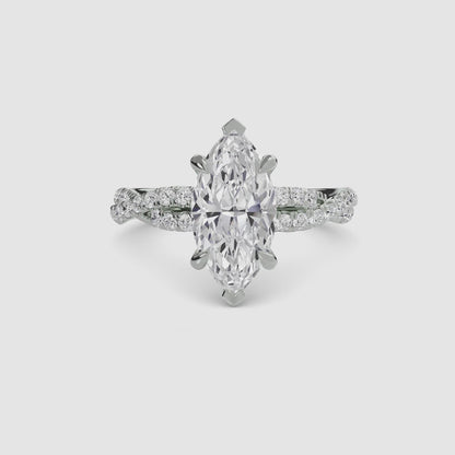 The Twisted Pavé Solitaire Marquise in White Gold