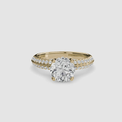 Solitaire with Pavé in Yellow Gold