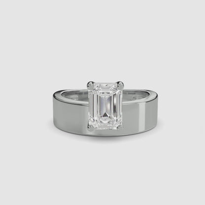 Wide Band Solitaire 2 in White Gold