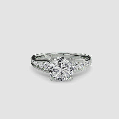 Solitaire with Pavé 2 Round in White Gold