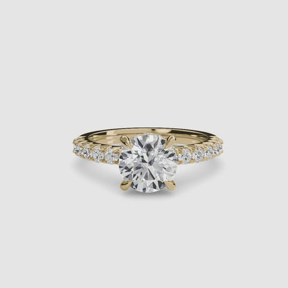 Solitaire with Pavé 6 in Yellow Gold