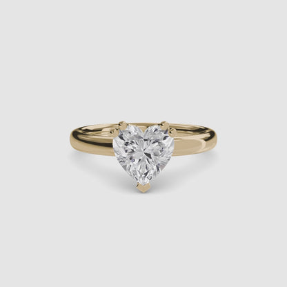 Solitaire ring 5 Heart in Yellow Gold