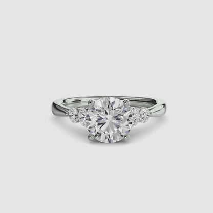 Solitaire with Shoulder Accents 2 Round in White Gold