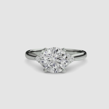 Solitaire with Cluster Shoulders in White Gold