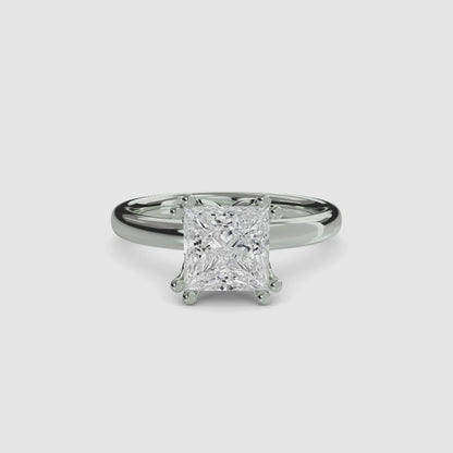 Solitaire ring 5 Princess Cut in White Gold